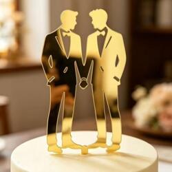 Goldener Männerpaar Cake Topper