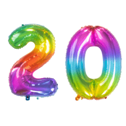 20 Zahlenballon Set 2 & 0 Mehrfarbig