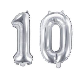 Ballon Set Zahl 10 Silber 35cm