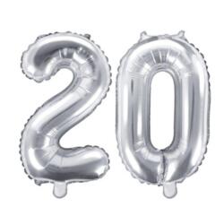 Ballon Set Zahl 20 Silber 35cm