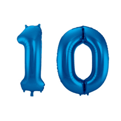 Zahlenballons 10 Geburtstag Ballon Set 1 & 0 Blau 86cm
