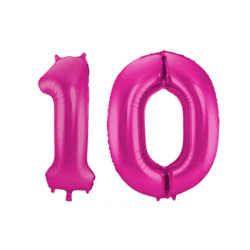 Zahlenballons 10 Geburtstag Ballon Set Dunkelpink 86cm