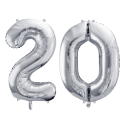 Geburtstagsballon 20 Silber 86cm