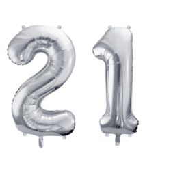 Geburtstagsballon 21 Silber 86cm