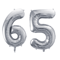 Geburtstagsballon 65 Silber 86cm