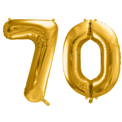 Geburtstagsballon 70 – Ballon Set 7 & 0 Gold 86cm