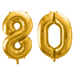 Geburtstagsballon 80 – Ballon Set 8 & 0 Gold 86cm