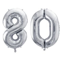 Geburtstagsballon 80 Silber 86cm