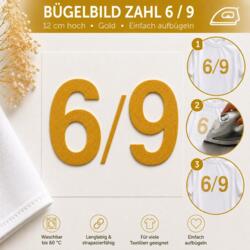 Bügelbild Zahl 6 & 9 Gold 12cm