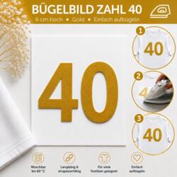 Bügelbild Zahl 40 Gold 6cm