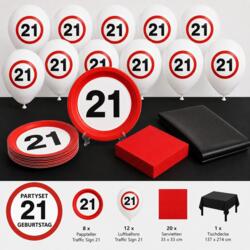 Partyset 21. Geburtstag Traffic Sign