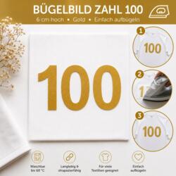 Bügelbild Zahl 90 Gold 12cm