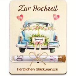 Geldgeschenk aus Holz Zur Hochzeit mit Reagenzglas