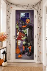 Set de déco de porte Halloween – Sorcière, toile d’araignée & mini-araignées