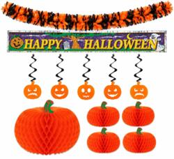 Set de décoration Halloween orange-noir – guirlandes, citrouilles en accordéon & déco suspendue