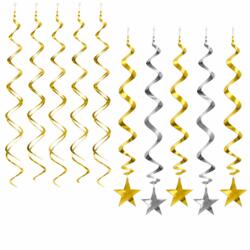 Raumdeko Set Gold-Silber mit Wirbeln und Sternen
