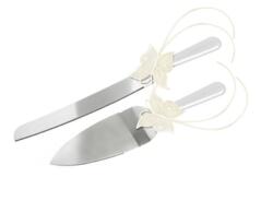 Hochzeitstortenbesteck cremefarbenen Schmetterling