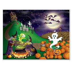 Halloween Wand Dekoration Hexe-Geist-Kürbis