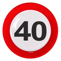 Pappteller 40 Traffic Sign