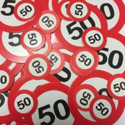Deko à parsemer Panneaux de signalisation numéro 50 – Rouge et blanc